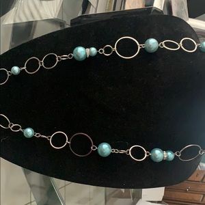 Teal & Silver Necklace & Earring Set